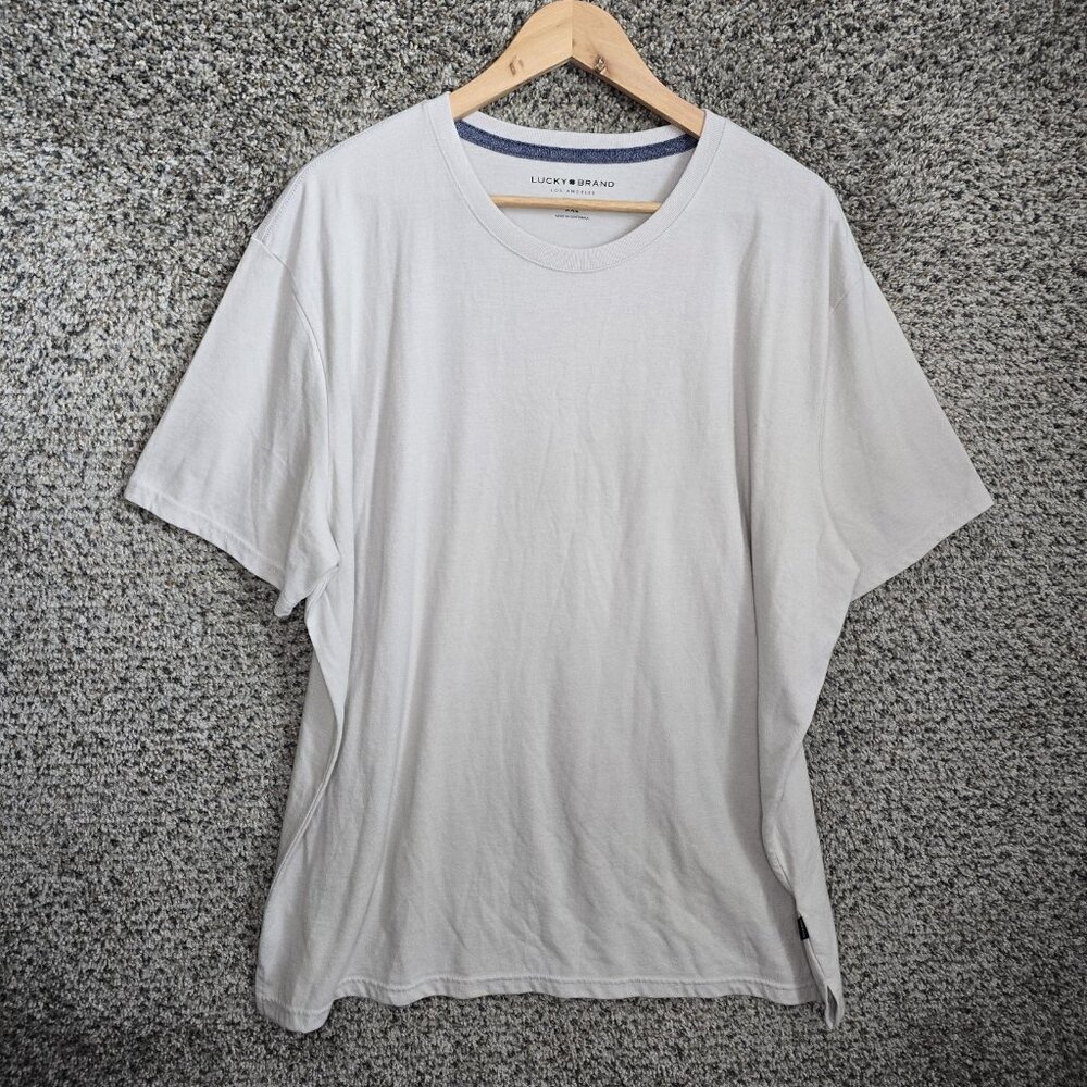 Lucky Brand Shirt‎ Mens XXL 2XL Beige Crew Neck Short Sleeve Tee Casual